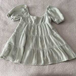 Every Babydoll Sage Green Puff Sleeve Mini Dress XS